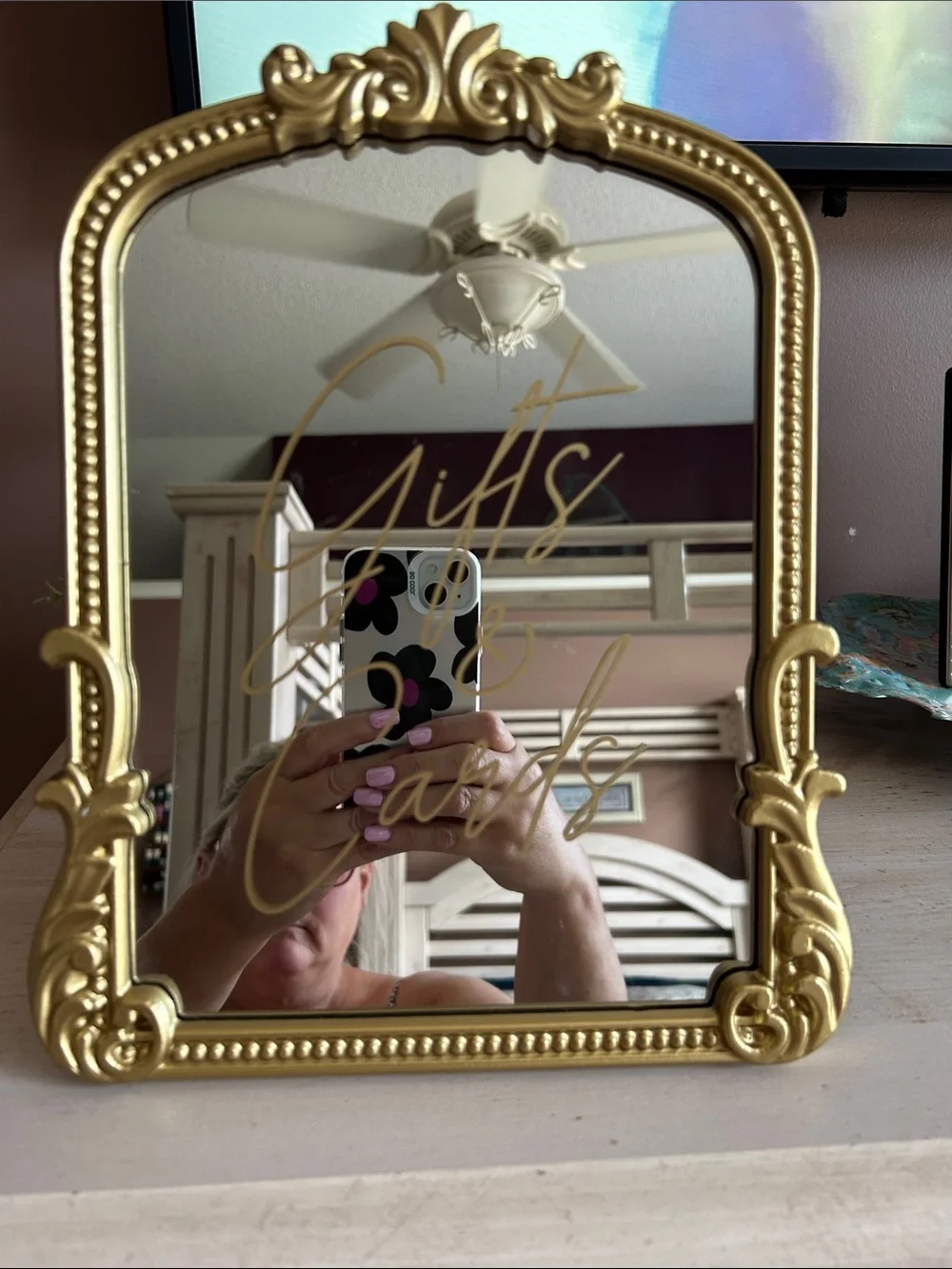 Gold Ornate 'Gifts & Cards' Wall Mirror by